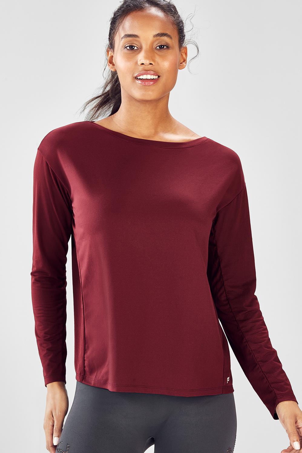 Fabletics Cashel Cinched Long-Sleeve Top Womens red Size S Product Image