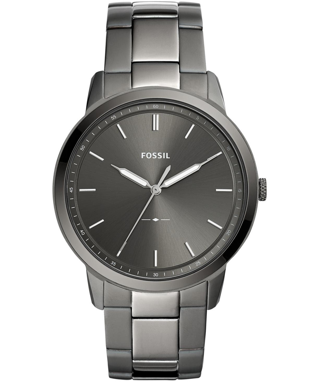 Fossil Mens Minimalist Smoke Stainless Steel Bracelet Watch 44mm Product Image