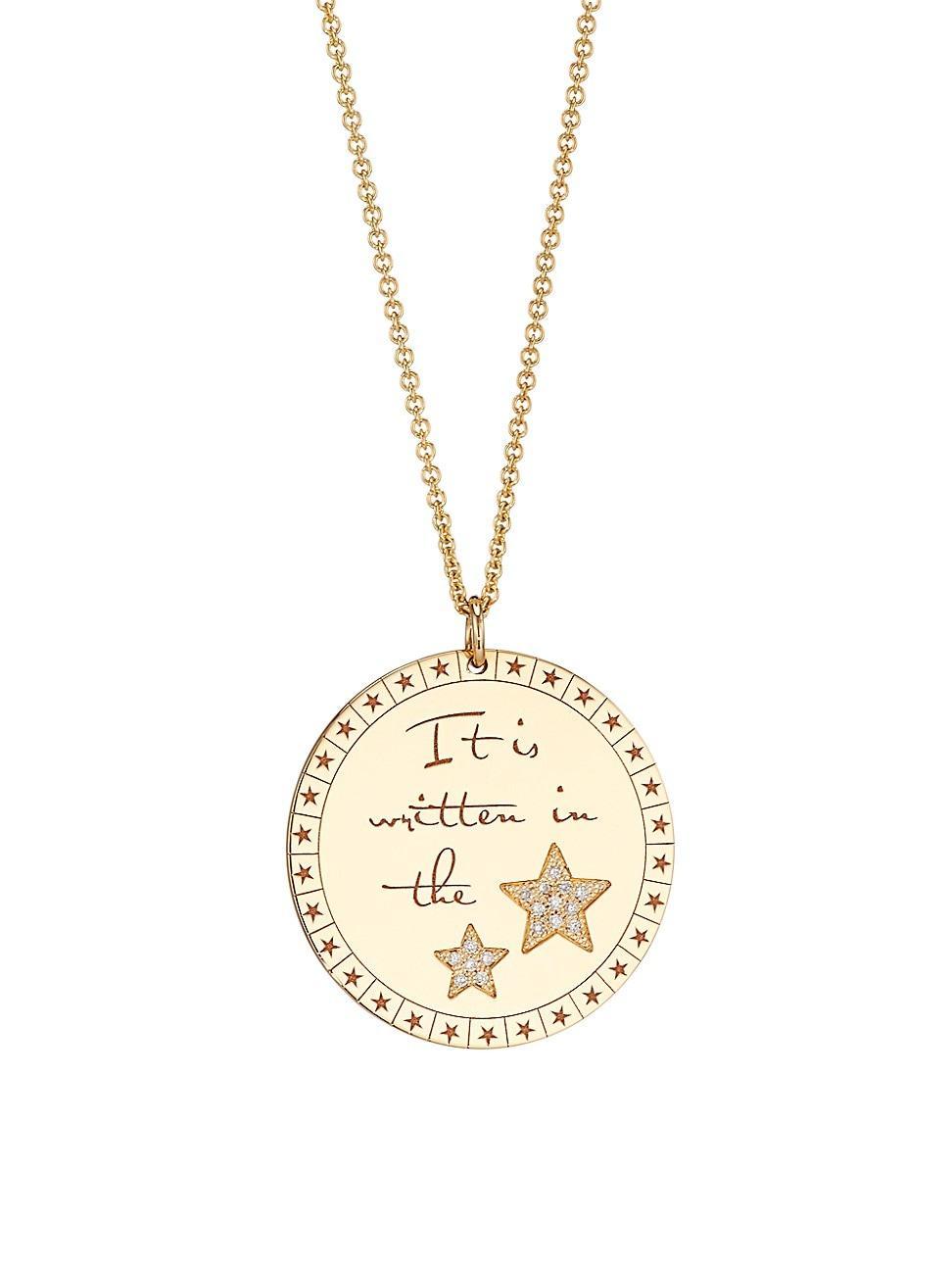 Womens Mantra 14K Gold & Diamond Large Mantra Pendant Necklace Product Image