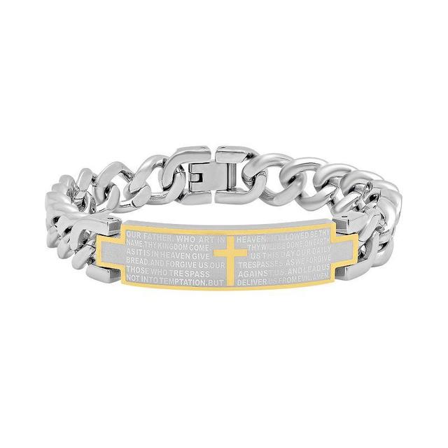 Stainless Steel Two Tone The Lords Prayer ID Bracelet - Men, Mens Product Image