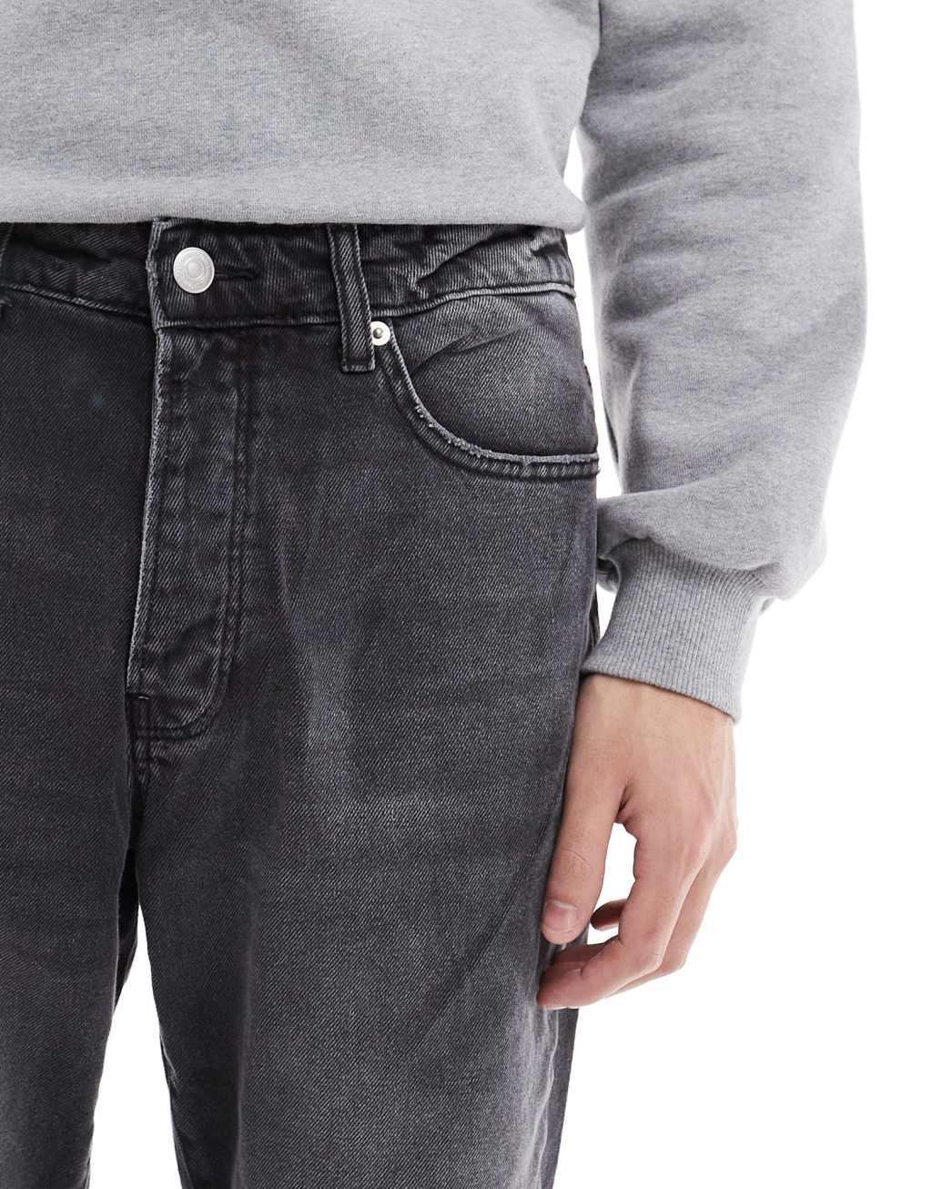 ONLY & SONS Yoke tapered fit jeans in washed black Product Image