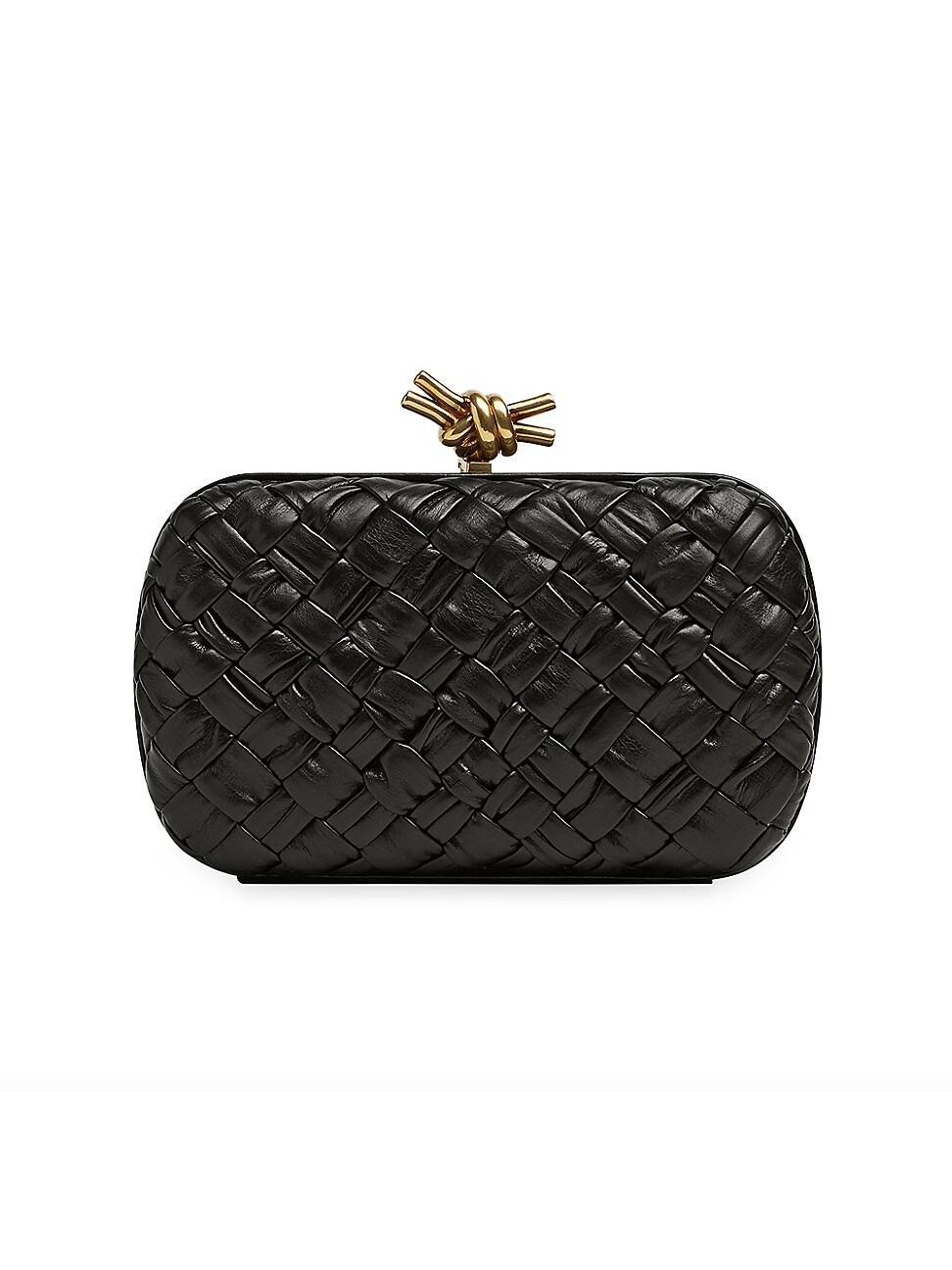 Womens Pliss Knot Leather Clutch Product Image