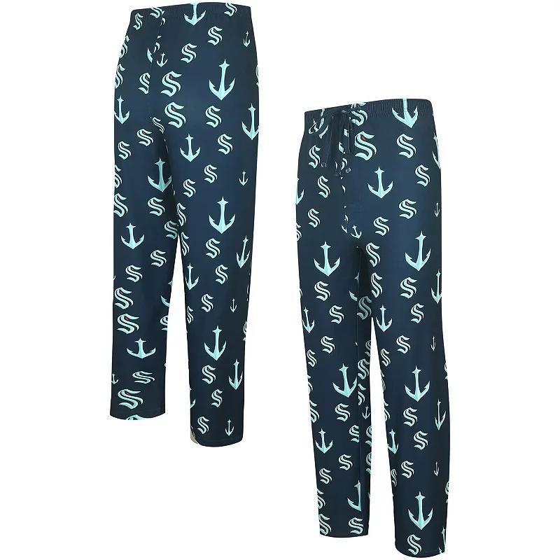 Mens Concepts Sport Navy Seattle Kraken Gauge Allover Print Knit Sleep Pants Krk Blue Product Image