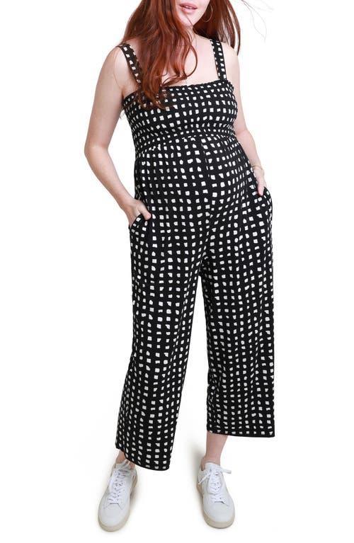 Ingrid & Isabel Check Smocked Maternity Jumpsuit Product Image