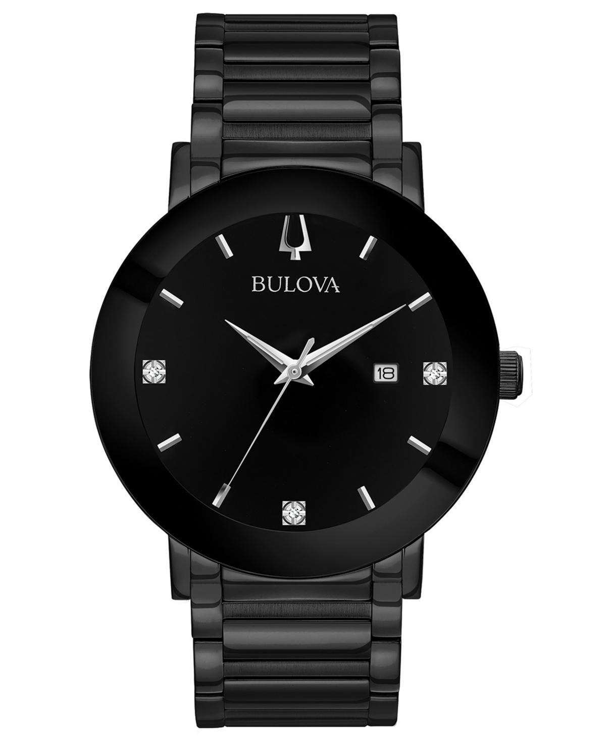 Bulova Mens Black Dial Diamond Gold Stainless Steel Bracelet Watch Product Image