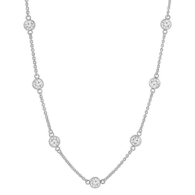 PRIMROSE Sterling Silver Cubic Zirconia Station Necklace, Womens White Product Image