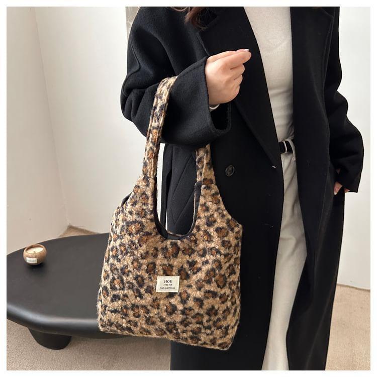 Leopard Print Applique Tote Bag Product Image