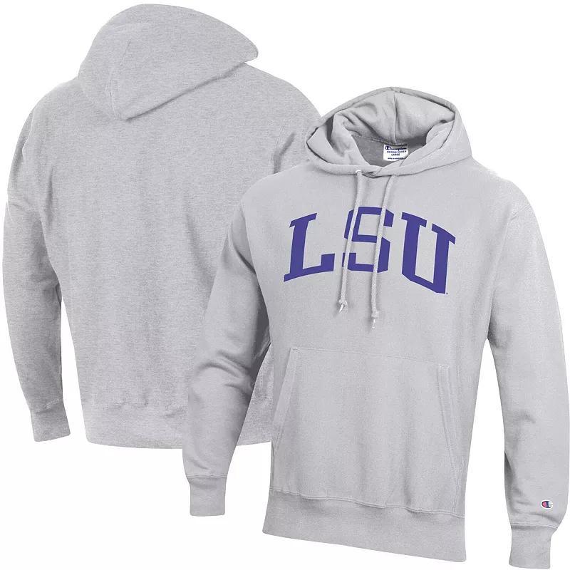 Mens Champion Heathered Gray LSU Tigers Team Arch Reverse Weave Pullover Hoodie Product Image