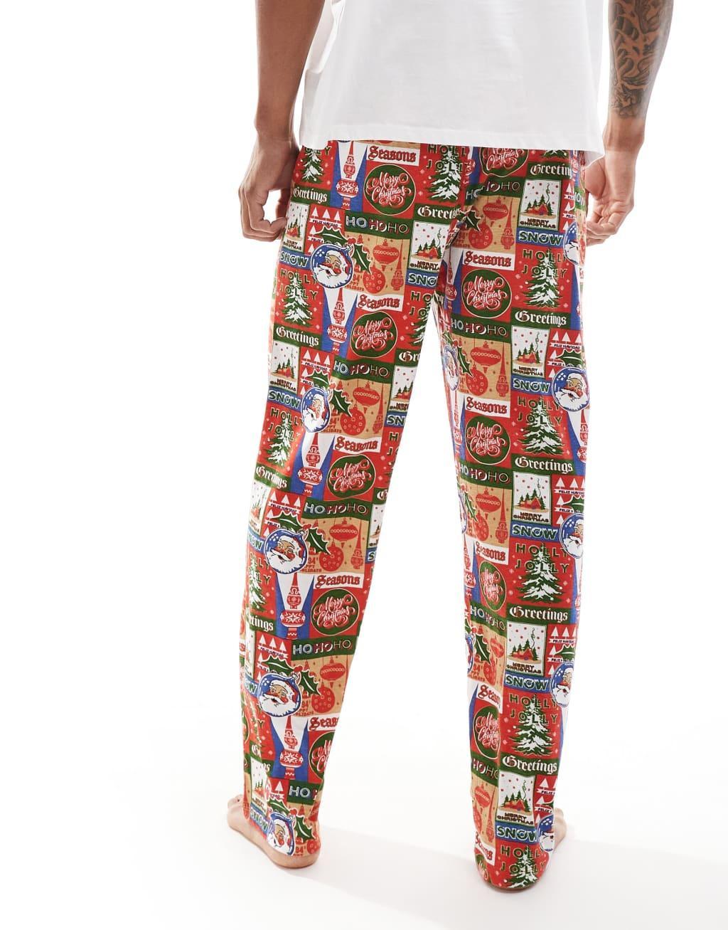 ASOS DESIGN lounge pants in vintage Christmas print Product Image