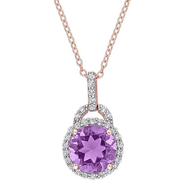 Stella Grace 18k Rose Gold Over Silver Amethyst & White Topaz Drop Pendant Necklace, Womens Pink Tone Product Image