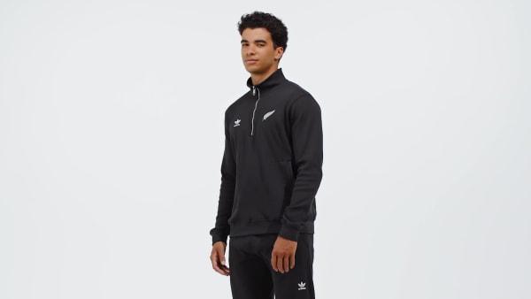 adidas All Blacks Essentials Half-Zip Waffle Sweatshirt All Black XL Mens Product Image