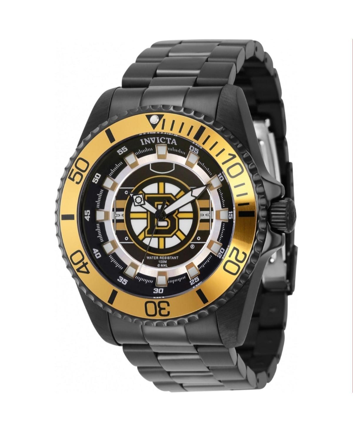 Invicta Mens Nhl Boston Bruins Quartz Yellow, White, Black Stainless Steel bracelet Watch - White Product Image