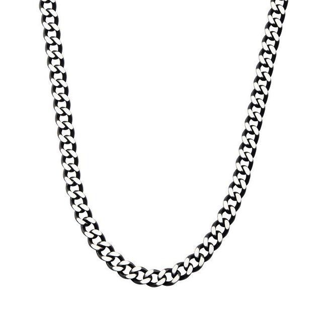 Mens Black Stainless Steel Diamond-Cut Chain Necklace Two Tone Product Image