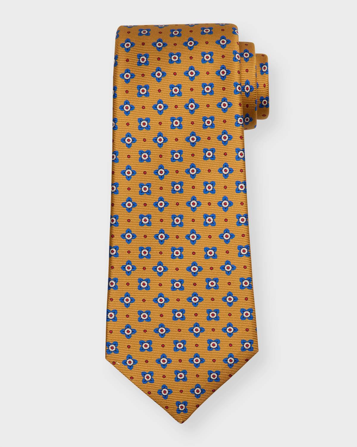 Mens Small Flower Silk Tie Product Image