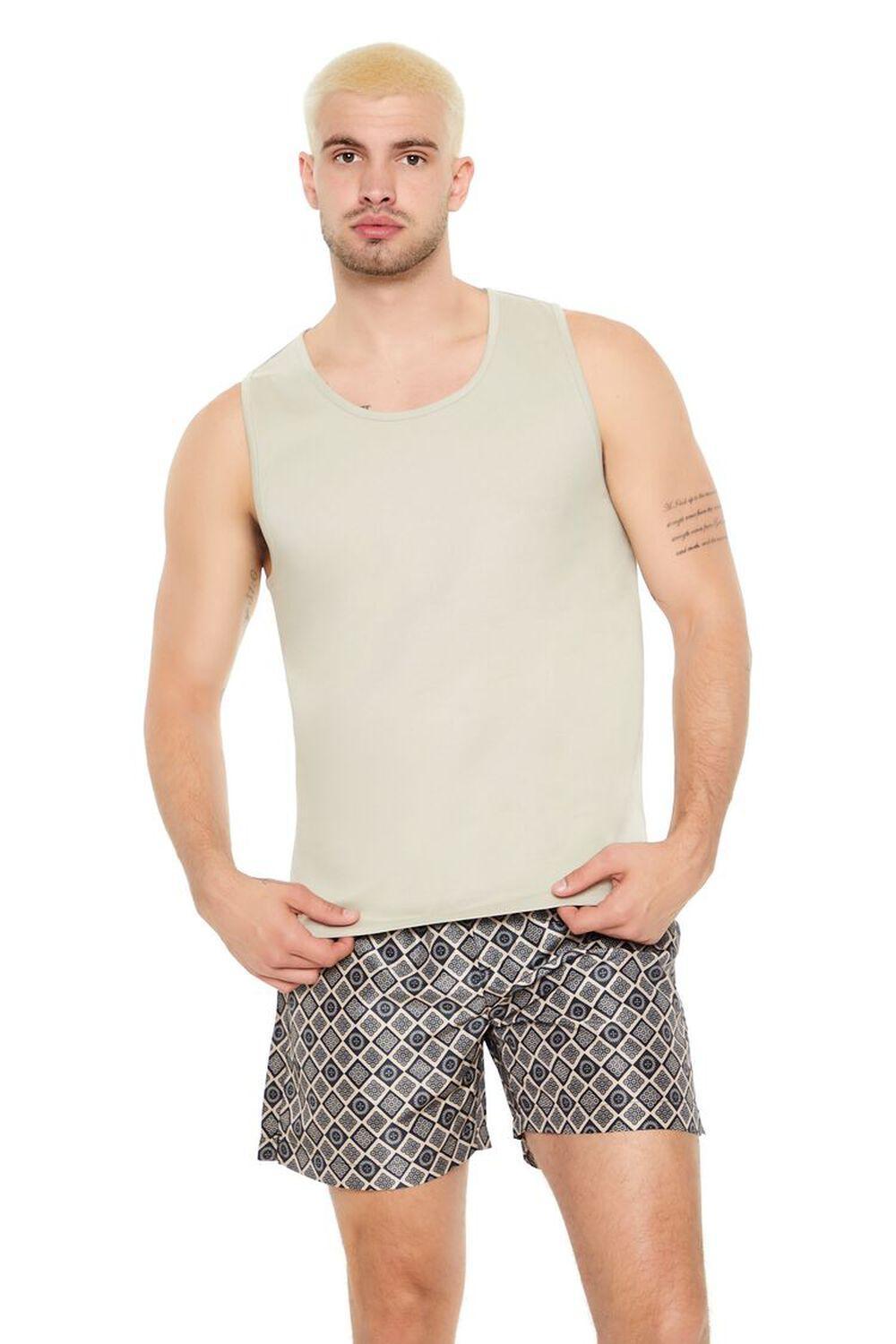 Geo Print Drawstring Swim Trunks | Forever 21 Product Image