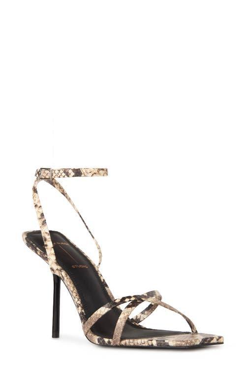 Snake-Embossed Strappy Stiletto Sandals Product Image