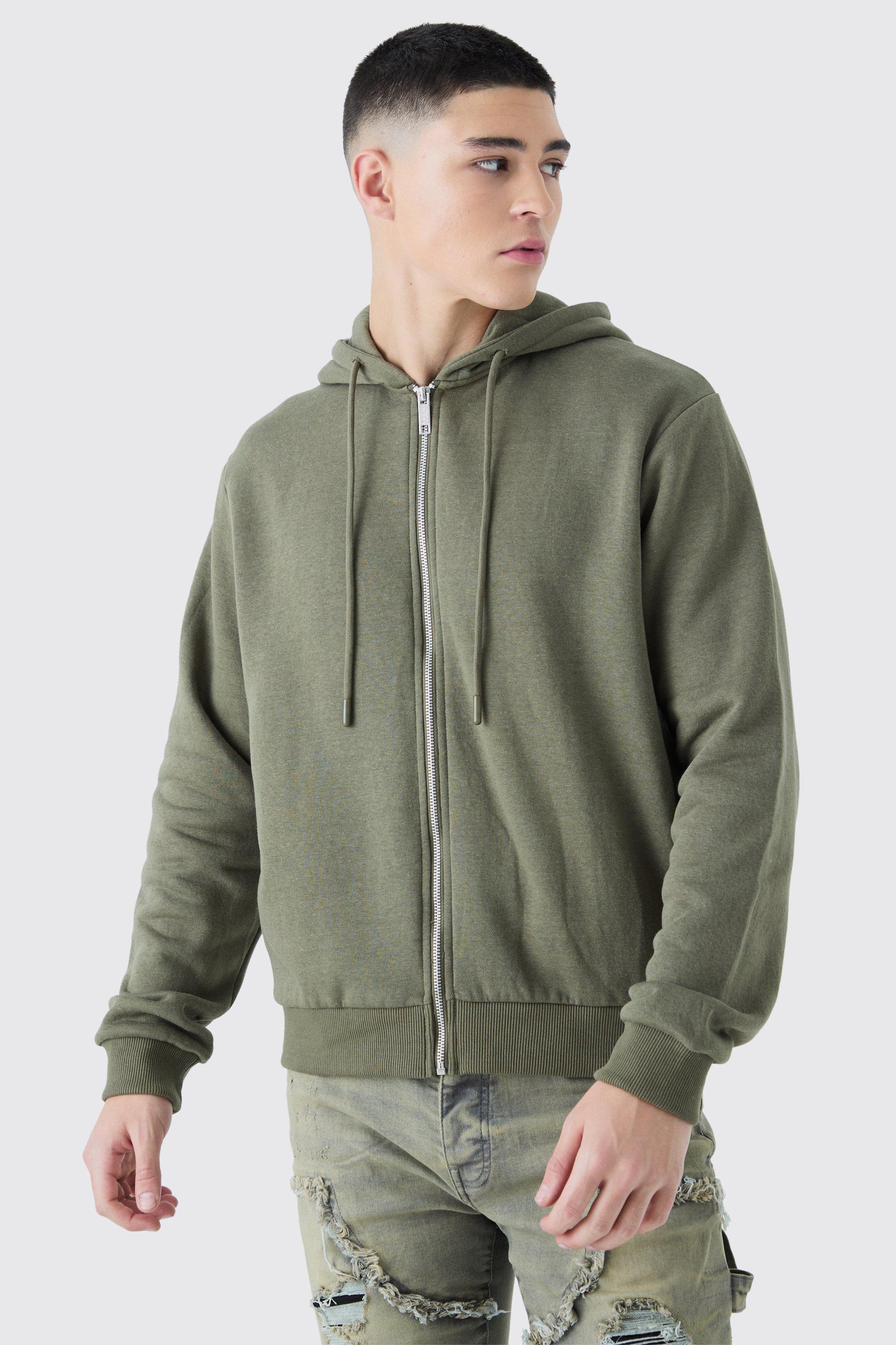 Boxy Fit Zip Through Hoodie | boohooMAN USA Product Image