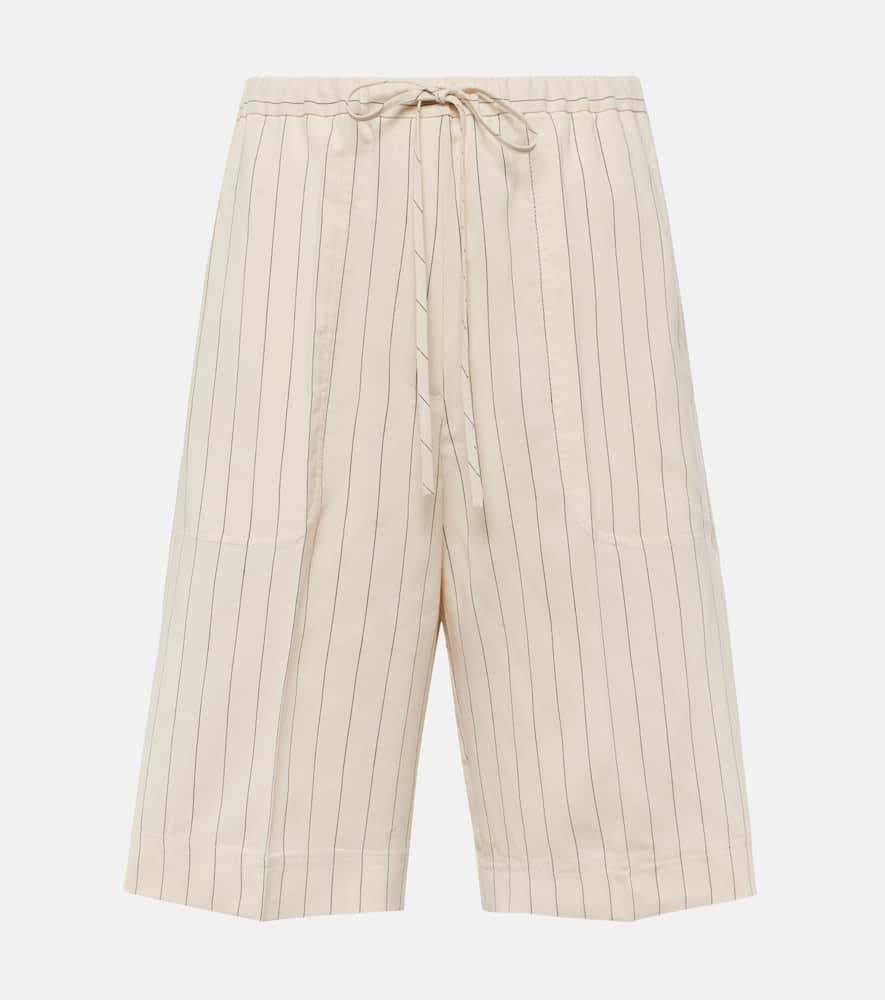 TOTÊME Pinstripe Twill Shorts In White Product Image