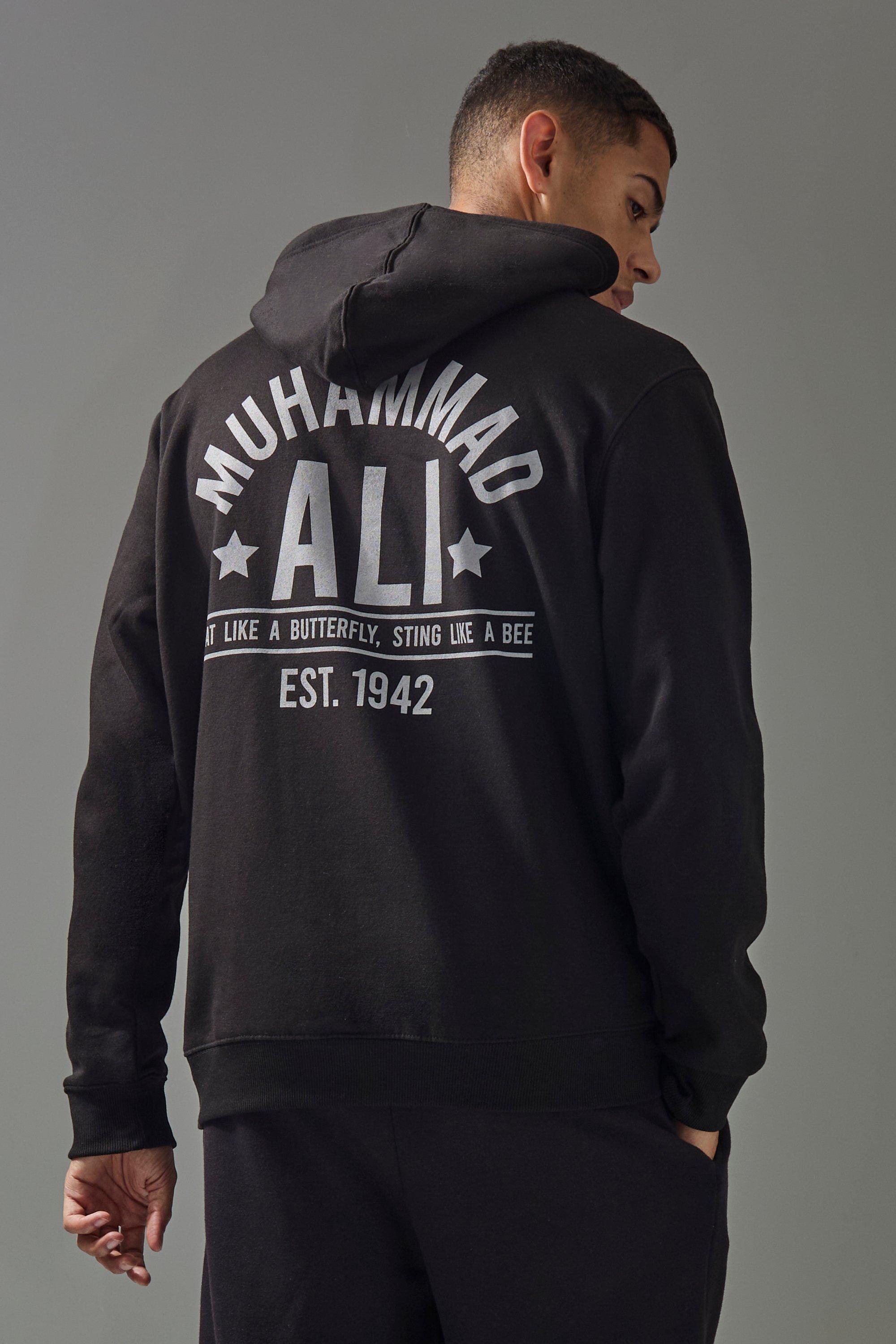 Mens Black Active Oversized Muhammad Ali Est. 1942 License Hoodie, Black product image