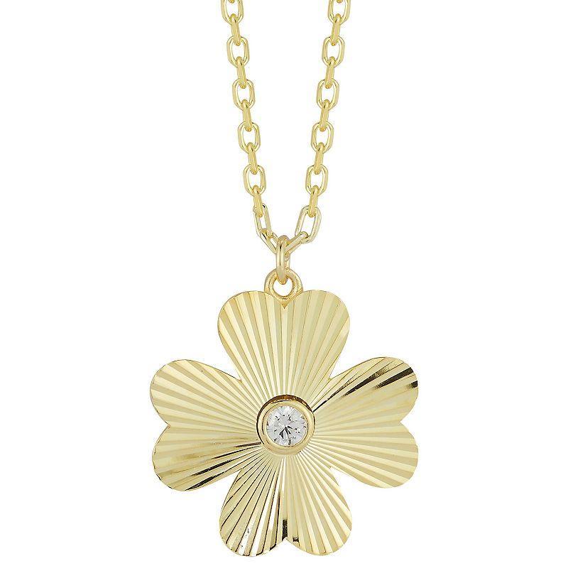 Sunkissed Sterling 14k Gold Over Silver Cubic Zirconia Flower Necklace, Womens Product Image