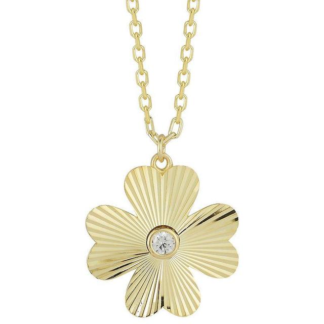 Sunkissed Sterling 14k Gold Over Silver Cubic Zirconia Flower Necklace, Womens Product Image