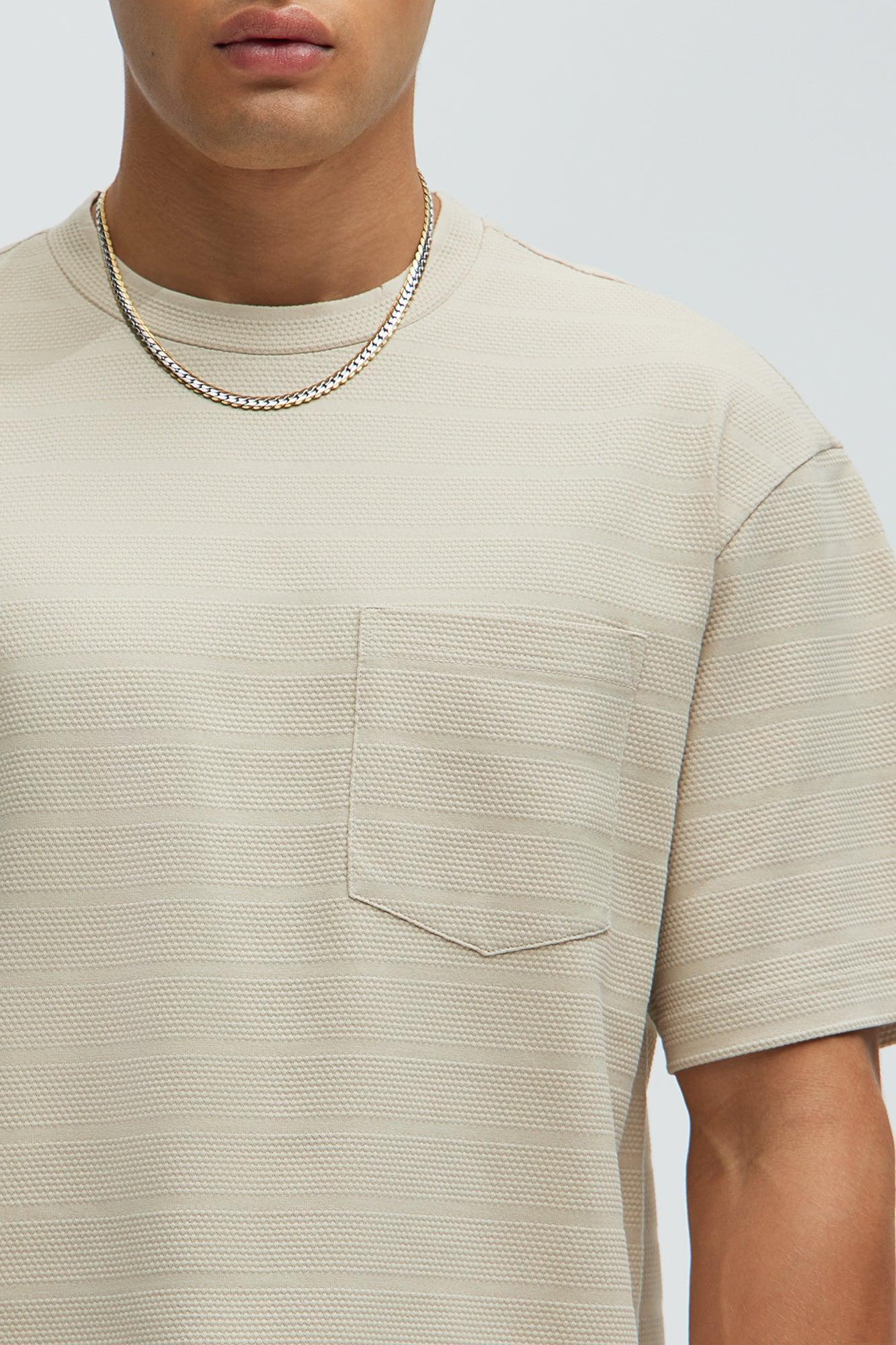 Gon Be Aight Textured Relaxed Short Sleeve - Taupe Product Image