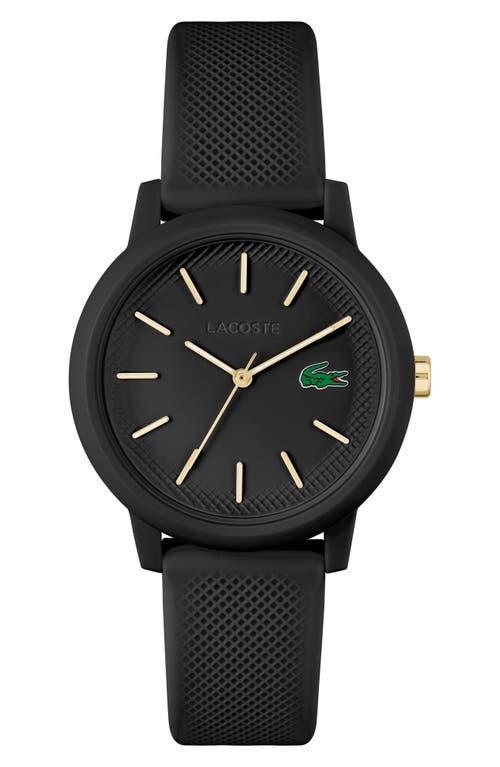 Lacoste Womens 12.12 Analog Black Silicone Strap Watch Product Image