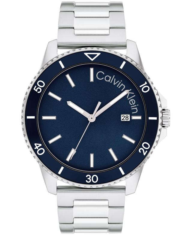 Calvin Klein Mens Notched Bezel H-Link Bracelet Watch - Blue Product Image