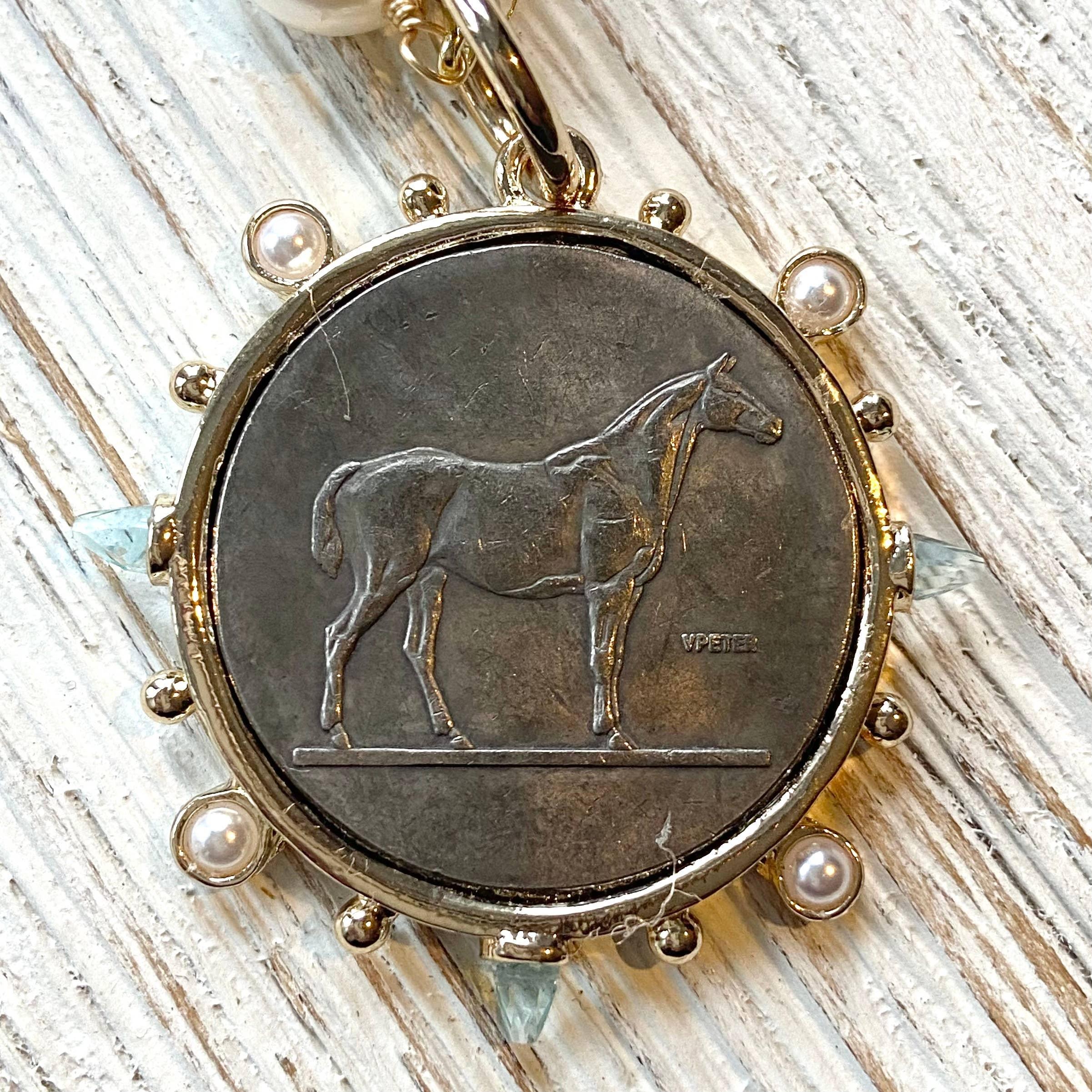 Horse jewelry French coin medallion equestrian necklace Product Image