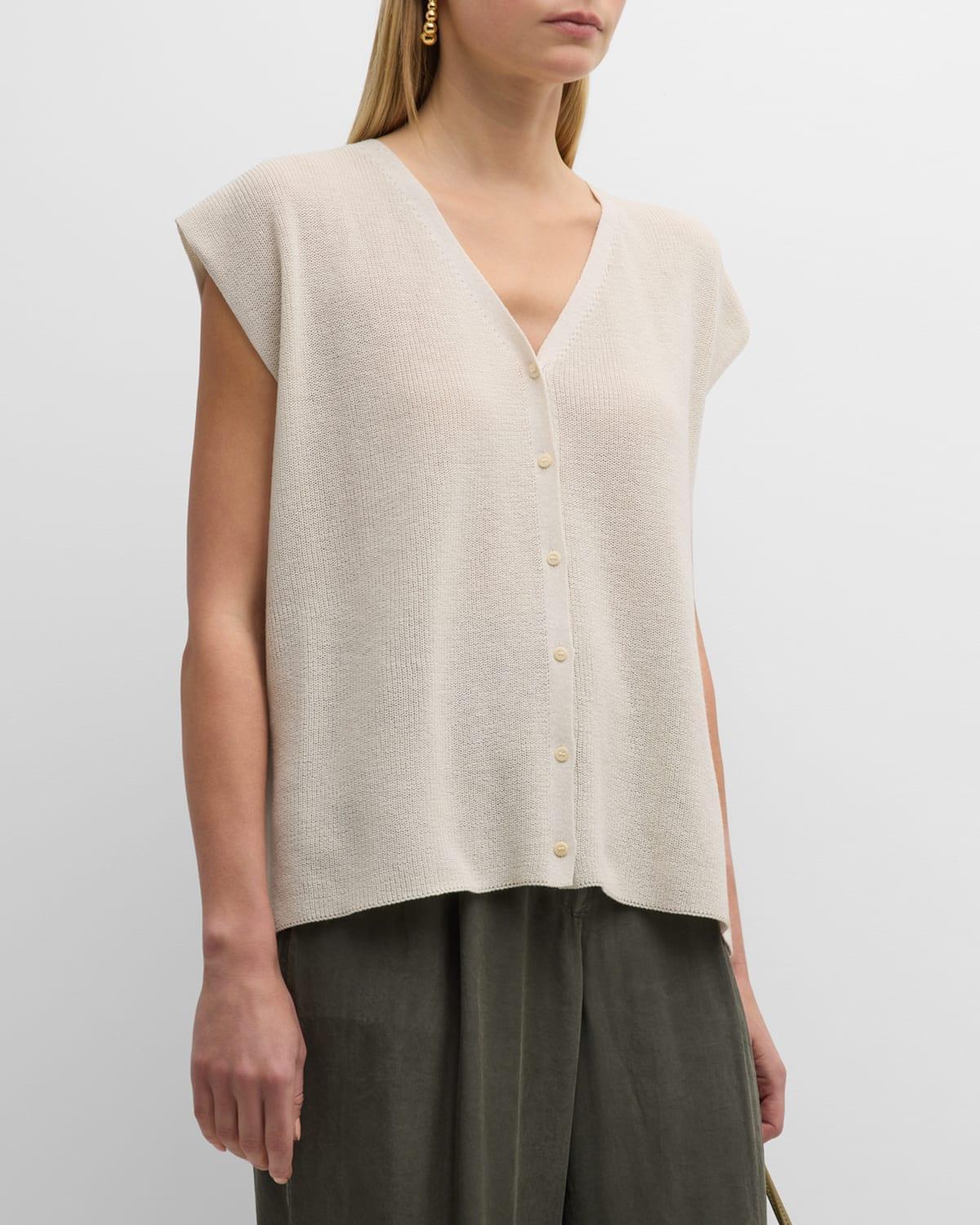 V-Neck Cap-Sleeve Crepe Vest Product Image