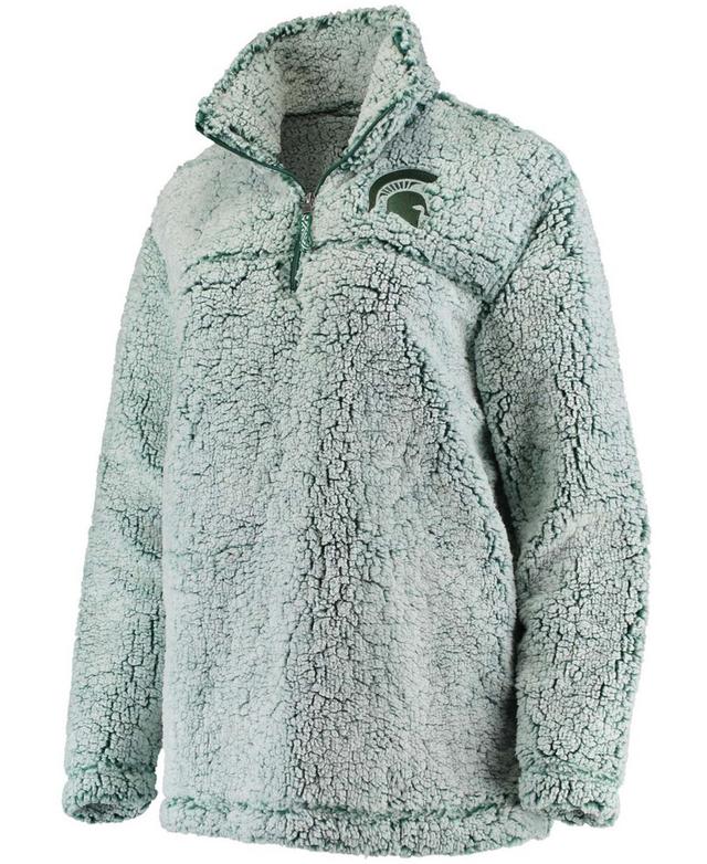 Womens Green Michigan State Spartans Sherpa Super Soft Quarter Zip Pullover Jacket Product Image