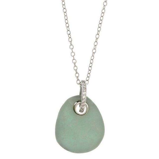 Rhode & Co. Fine Silver Plated Teardrop Pendant Necklace, Womens, Blue Product Image