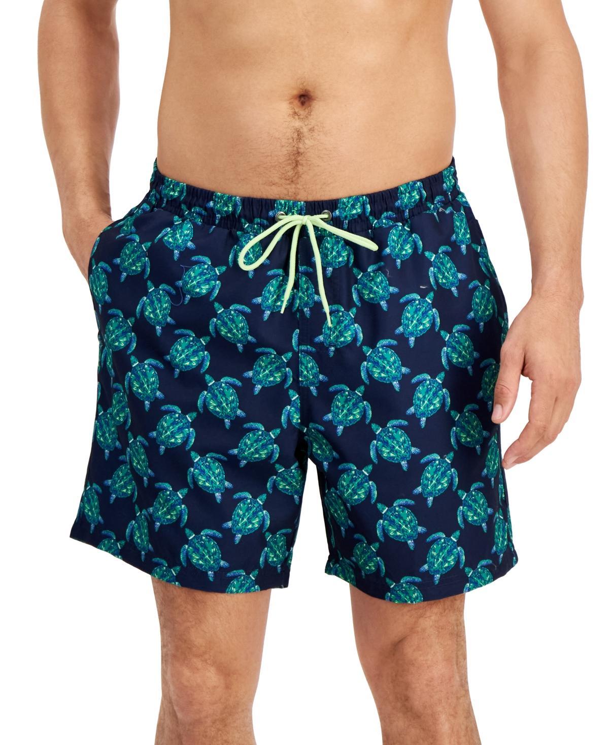 Club Room Mens Turtle-Print Quick-Dry 7 Swim Trunks, Created for Macys Product Image