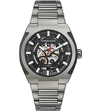 Salvatore Mens Supreme Skeleton Automatic Gunmetal Tone Stainless Steel Bracelet Watch Product Image