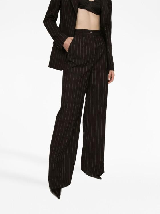 Pinstripe-print Wide-leg Trousers In Black Product Image