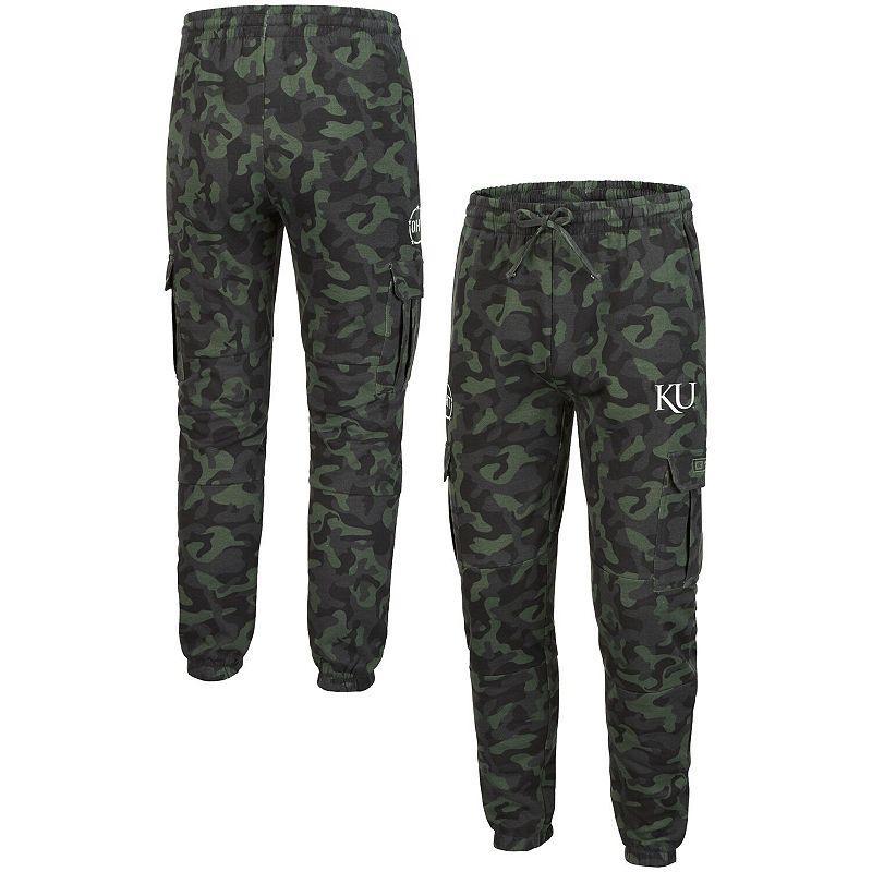 Mens Colosseum Camo Kansas Jayhawks Logo OHT Military Appreciation Code Fleece Pants Product Image