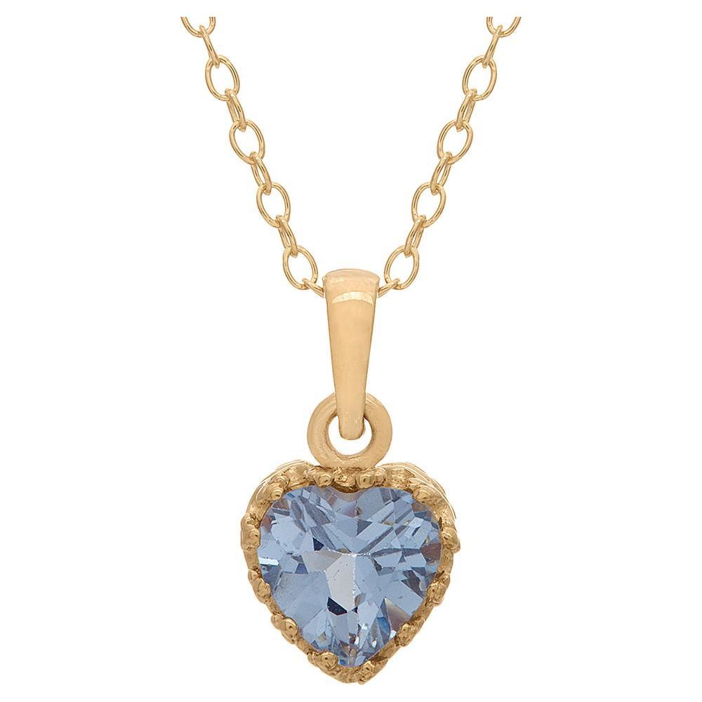 Designs by Gioelli Sterling Silver Lab-Created Aquamarine Heart Crown Pendant, Womens Blue Product Image