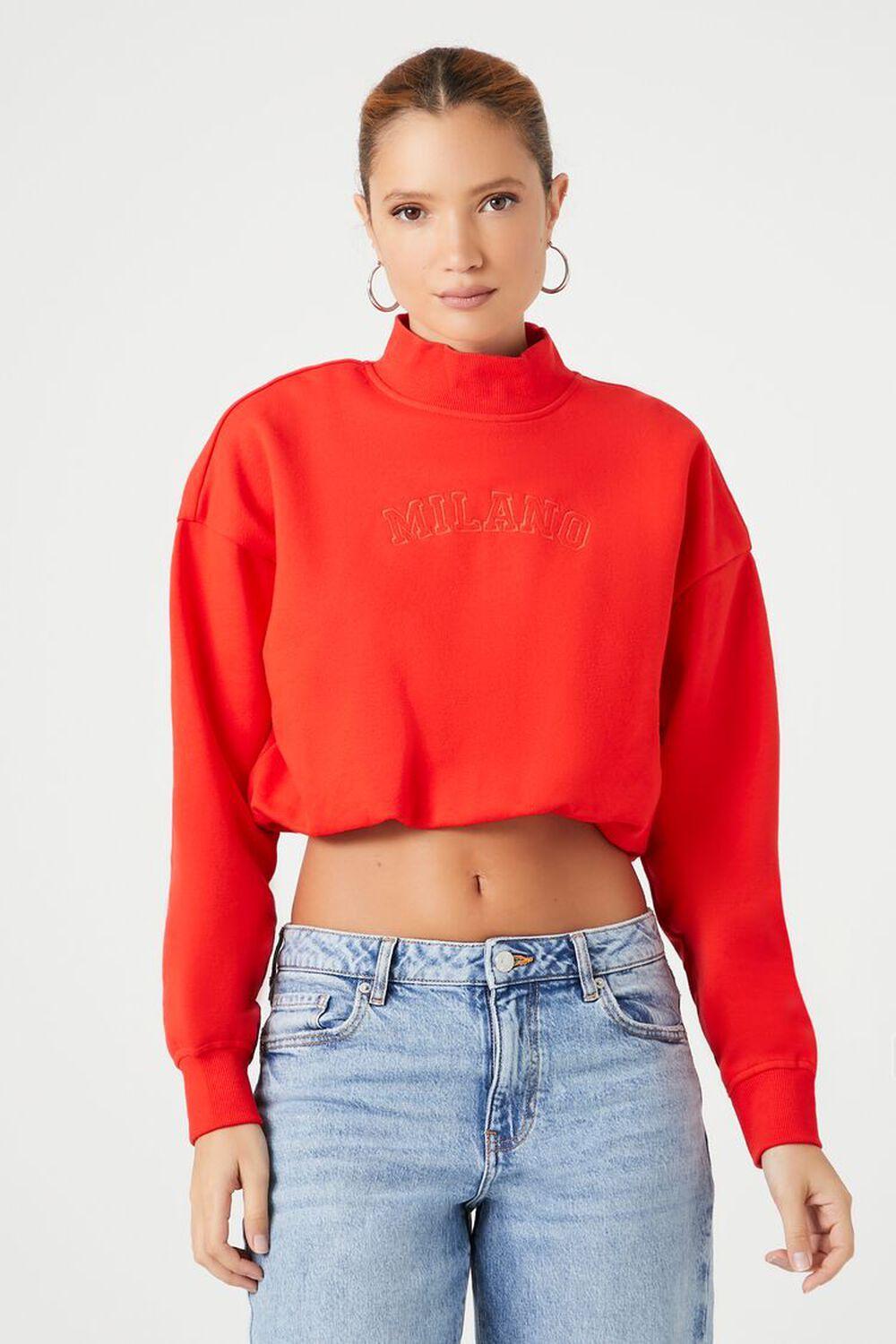 Embroidered Milano Cropped Sweater | Forever 21 Product Image