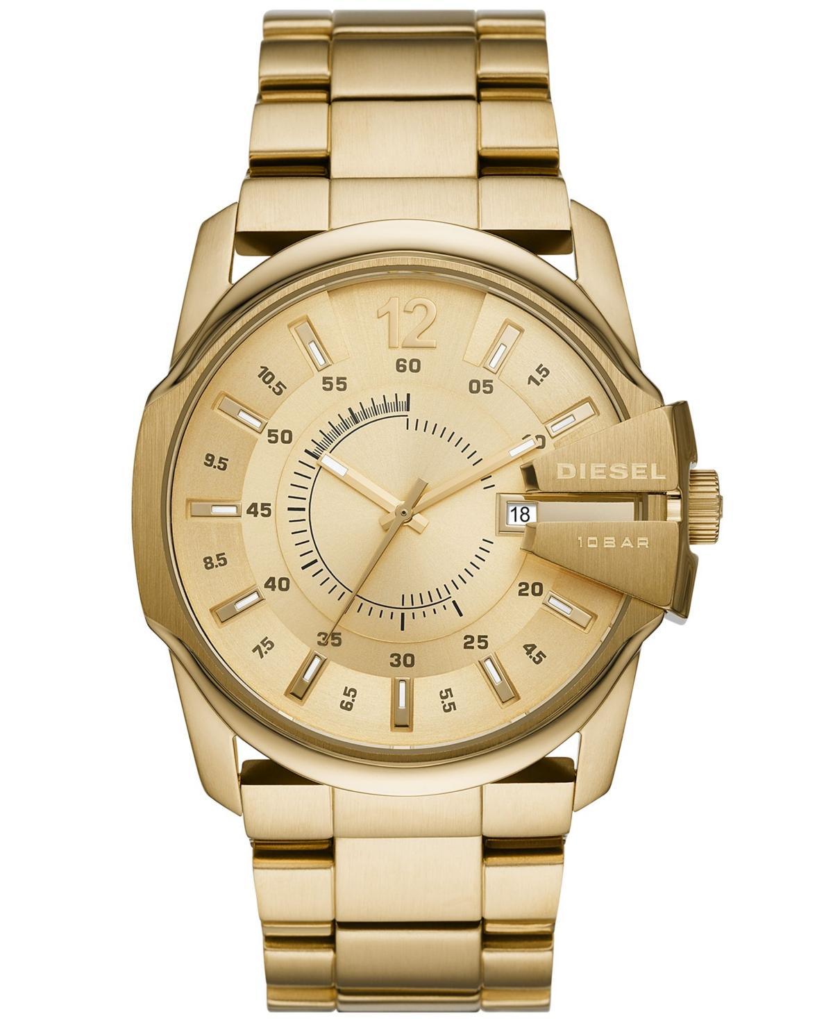 Mens Diesel Master Chief Three-Hand Gold-Tone Stainless Steel Watch 45mm - Gold Tone Product Image