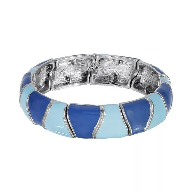 1928 Two Color Enamel Stretch Bracelet, Womens, Blue Product Image