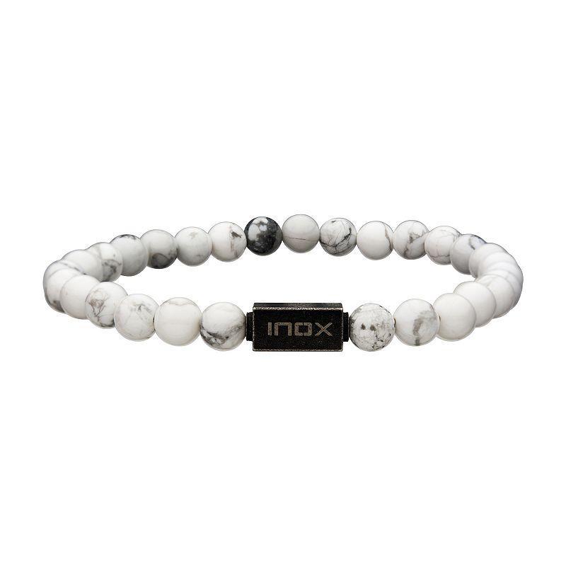 Mens Beaded Stretch Bracelet White Product Image