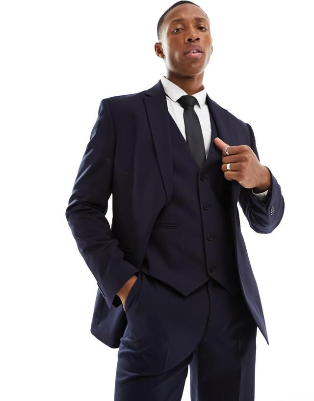 ASOS DESIGN skinny suit jacket in navy Product Image