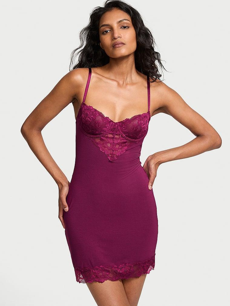 Modal & Lace Cupped Mini Slip Dress Product Image