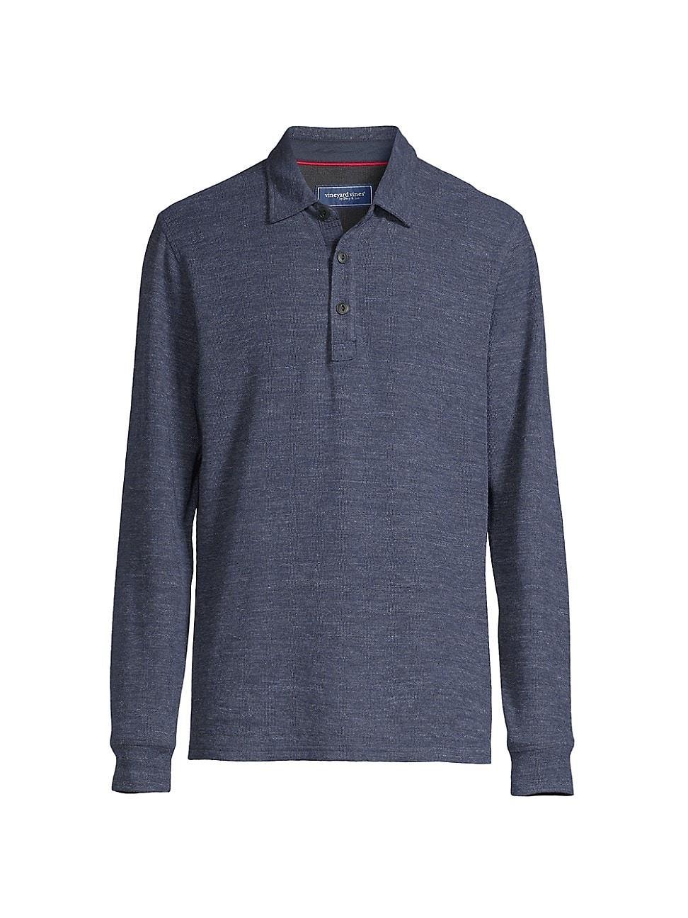 Vineyard Vines Textured Long Sleeve Polo (Sage Olive) Men's Clothing Product Image