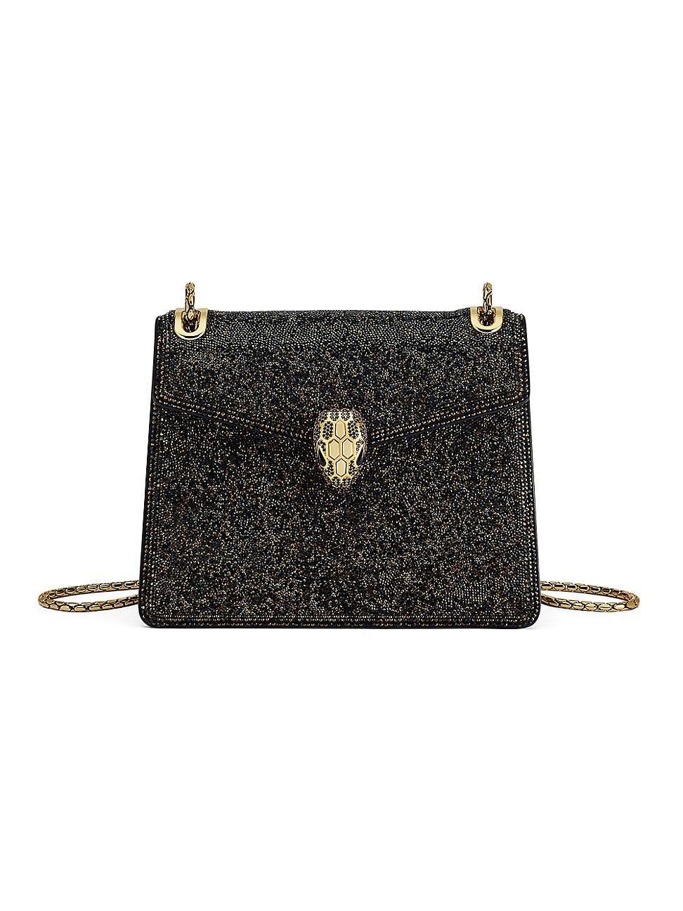 Womens Serpenti Forever Crystal Sparkle Suede Crossbody Bag Product Image