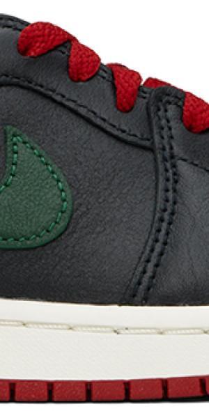 Nike Jordan Black & Green Air Jordan 1 Retro Low OG Sneakers Product Image