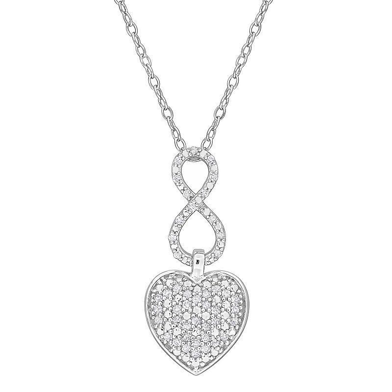 Stella Grace Sterling Silver 1/4 Carat T.W. Diamond Heart Infinity Pendant Necklace, Womens Product Image