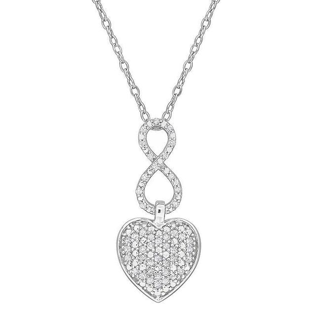 Stella Grace Sterling Silver 1/4 Carat T.W. Diamond Heart Infinity Pendant Necklace, Womens Product Image