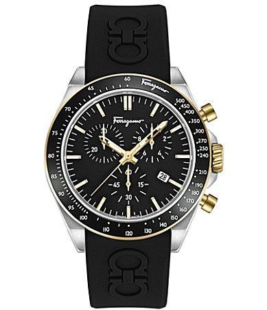 Mens Ferragamo Urban Chrono Goldtone Stainless Steel & Silicone Watch Product Image