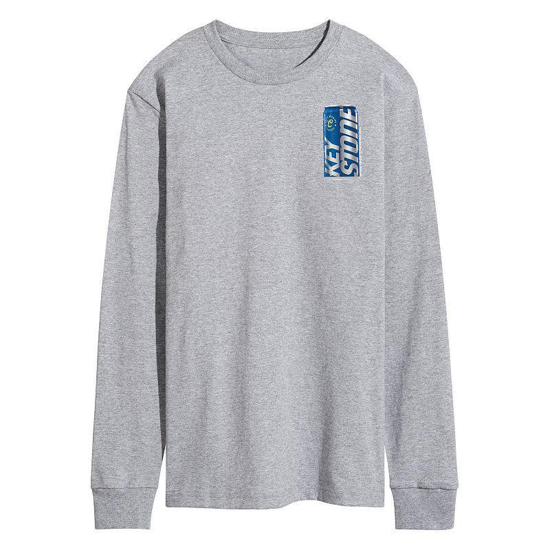 Mens Keystone Light Bottle Can Long Sleeve Graphic Tee Grey Gray Product Image